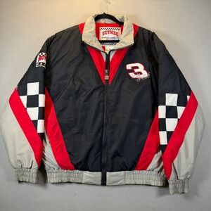 Vintage Nutmeg NASCAR Dale Earnhardt 3 Jacket Black Red Checkered Windbreaker M